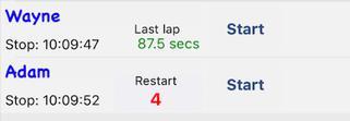 Lap Distance - the distance of each lap or of the race Recovery time - the length of recovery time between laps in seconds. Not used when in race mode.