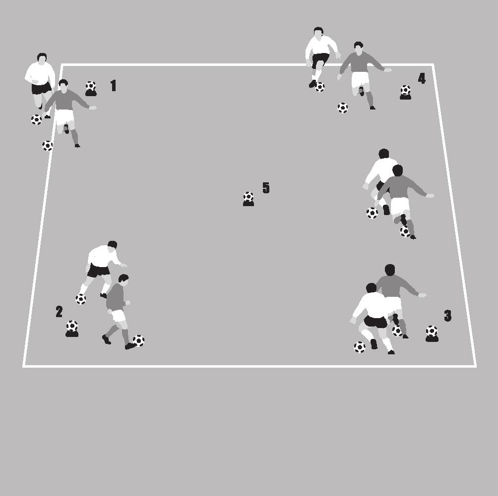 8. Warm downs 101 123. Soccer golf Arrange your player into pairs. The aim of the game is to be the player that knocks the ball off the cone in the least number of shots.