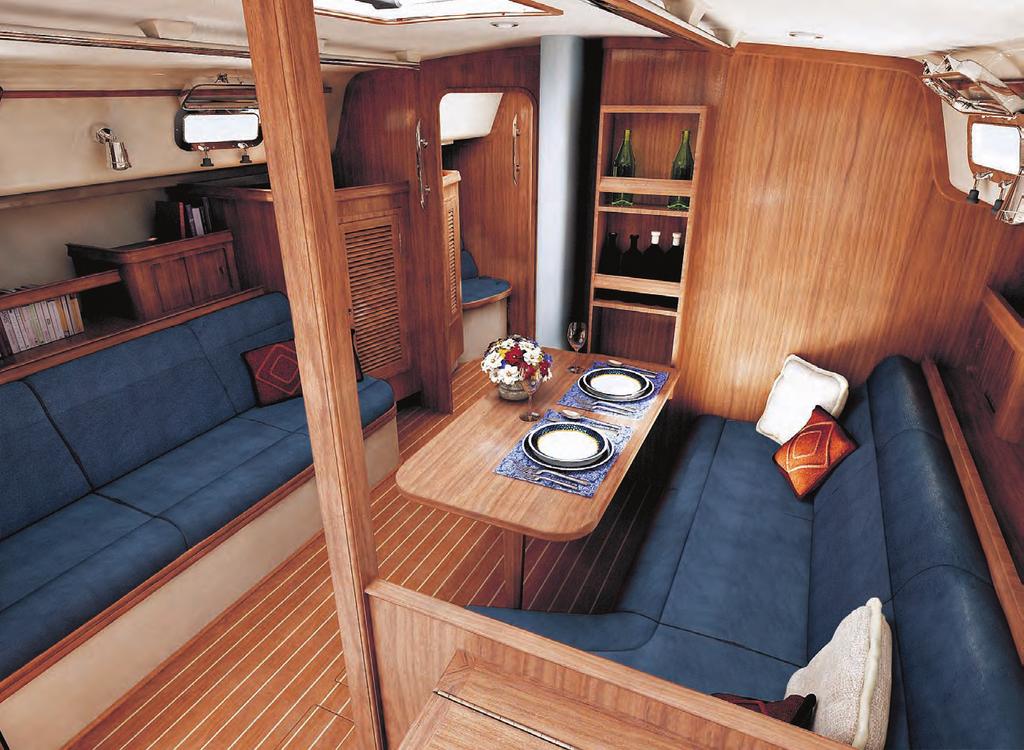 The interior of the 460 will easily accommodate the cruising lifestyle for the sailing couple with friends or family.