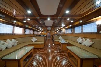 The saloon is very spacious and is well equipped with TV, DVD and stereo.