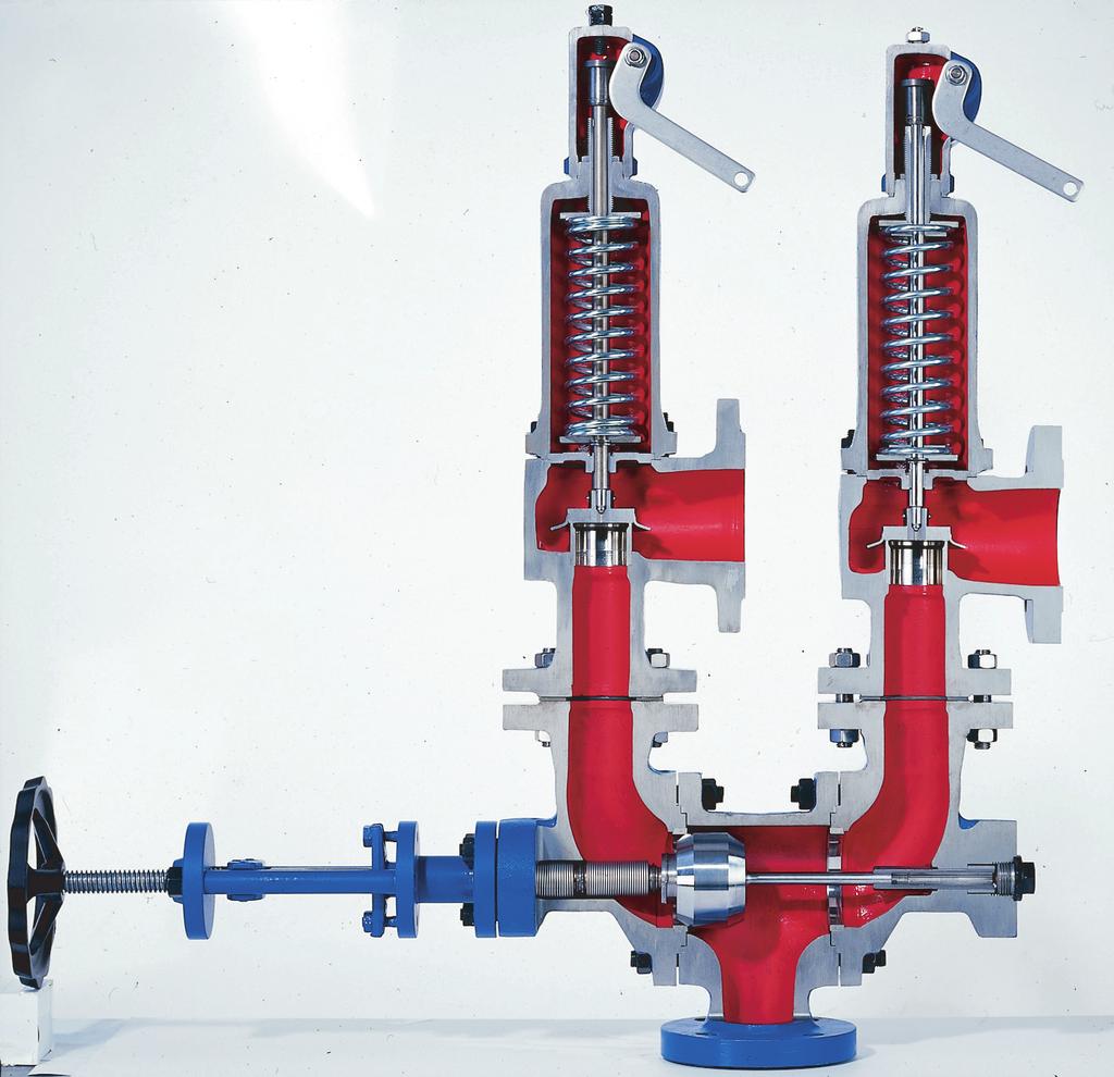 With change-over valves it is possible to switch between parallel safety valves, without interrupting the process, so that maintenance can be carried out.