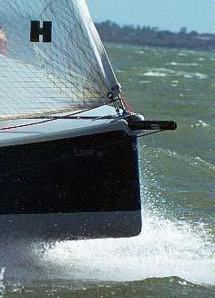 The jib Cunningham is led from the port side of the bow fitting to the eye at the tack