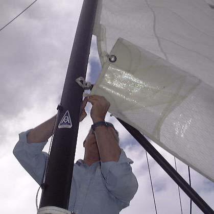7. Hoist the sail with the bow sitting head to wind.