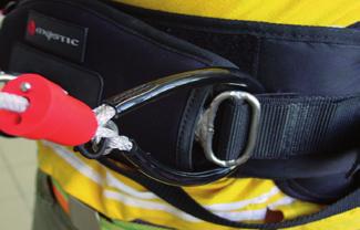 4.3. CONNECTING THE SAFETY Attach the Kite-Leash to the harness. The position of the Leash can vary according to the harness used. 5.2.