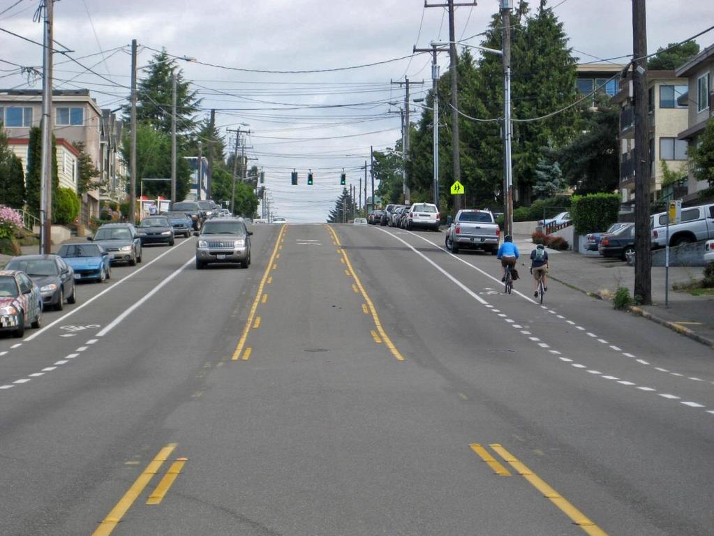 Benefits of Lane Diets Narrower Lanes Provide additional roadway space for bicycle facilities.