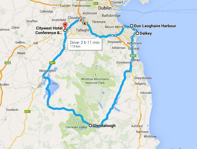 Dublin / Wicklow / Dublin Route