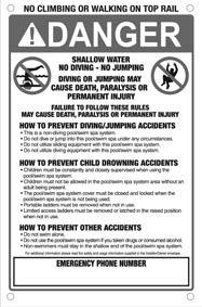 SAFETY INSTRUCTIONS SAVE THESE INSTRUCTIONS Included with your new swim spa is a safety sign. The sign is for you and your guest s protection and is suitable for outdoor use in wet locations.