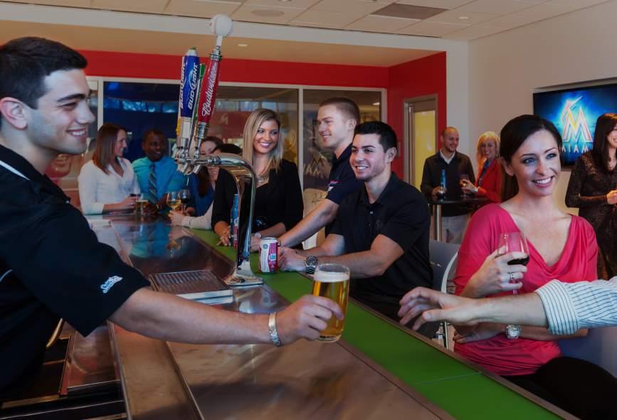 The package includes: Reserved executive seating Open bar serving beer, wines, soft and hot drinks Light buffet and snacks Ability to enter and exit Marlins Park at field level