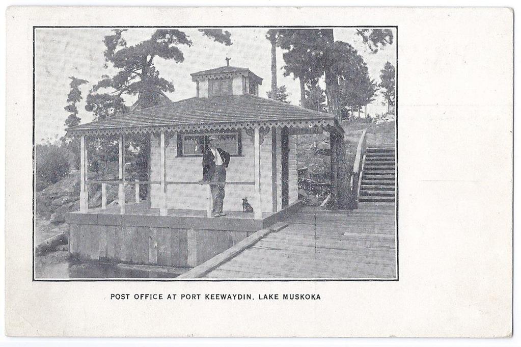 Item 255-39 Post Office at Port Keewaydin 1944, 4 War tied by Port Keewaydin Ont split