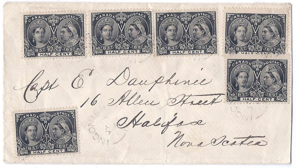 Item 255-06 Half cent Jubilee franking 1898, ½ Jubilee (6) tied by Ingonish N.S.