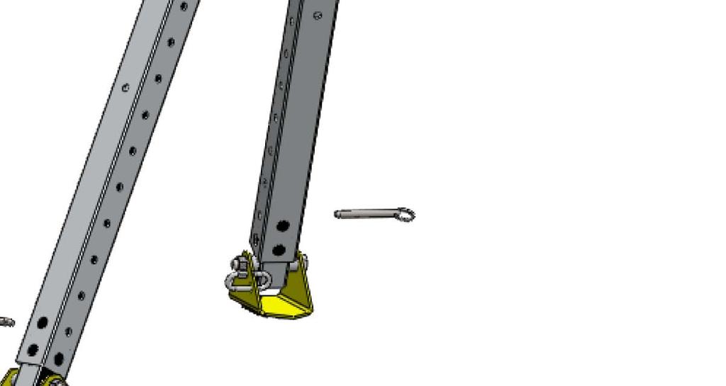 Ensure the pins are replaced after adjusting legs to desired height.
