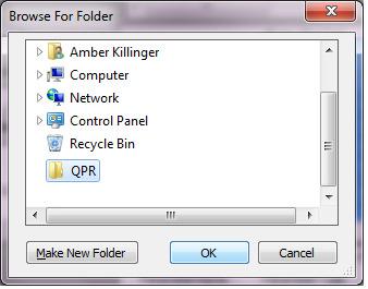 window Select the QPR folder and click OK 17.