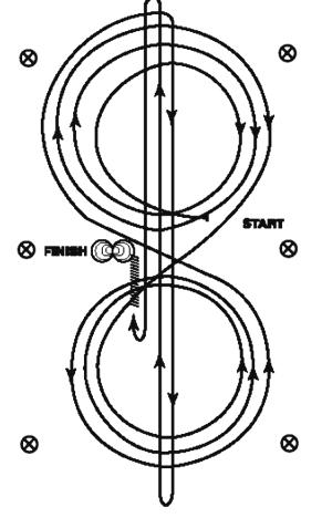 REINING PATTERN 2: 1. Horse must walk or stop prior to starting pattern. Beginning at the center of the arena facing the left wall or fence. 2. Beginning on the right lead, complete three circles to the right: the first circle small and slow; the next two circles large and fast.