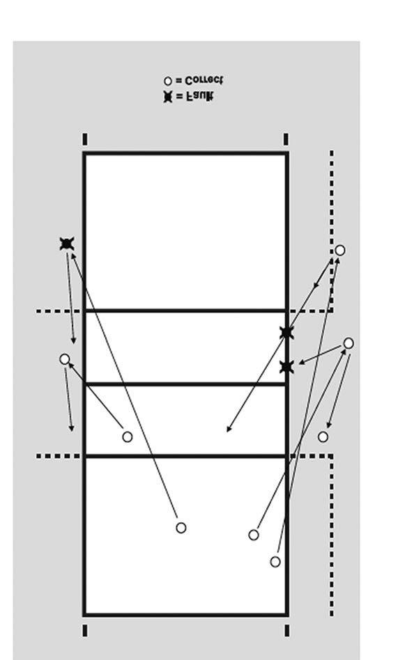 DIAGRAM 5b: BALL CROSSING THE VERTICAL PLANE OF THE NET TO THE
