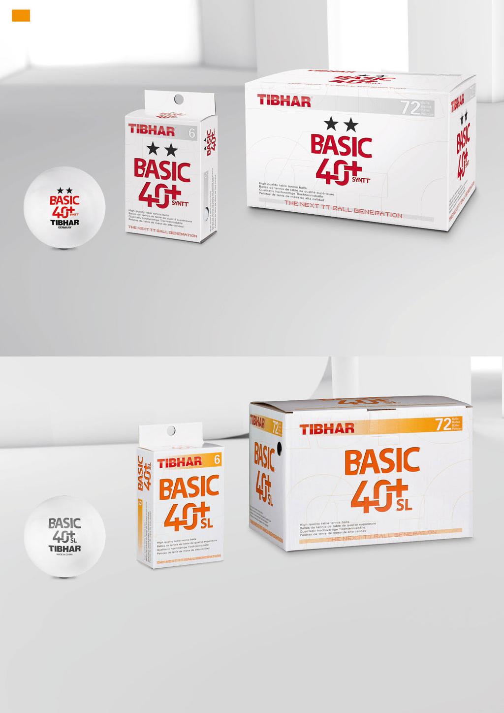 52 BASIC BALLS BASIC 40+ SYNTT PACK OF 6 High-quality, celluloid-free tt-ball Precise and utmost regular ball bounce Available in white BASIC 40+ SYNTT PACK OF 72 High-quality,