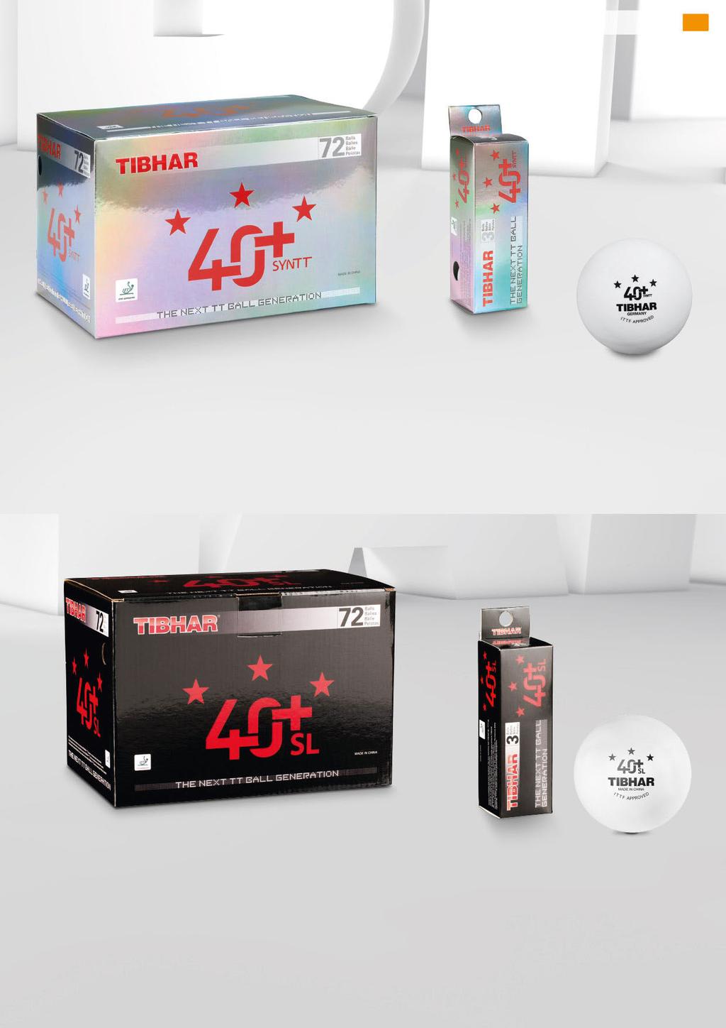 COMPETITION BALLS 53 40+ SYNTT PACK OF 72 The technology TIBHAR 40+ SYNTT the optimal roundness and hardness confer the utmost regular ball bounce Celluloid-free Available in white 40+ SYNTT PACK OF