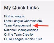 Team Management Team Management is a tool available in TennisLink to help League Captains and Co-Captains access and manage their teams preferences, lineups, roster and other important information.