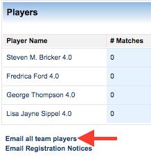 Emailing Players for Upcoming Registration The Email Registration Notices feature allows Captains to email players from previous teams and encourage them to register for a current team.