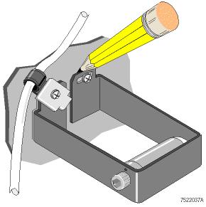 ) Using the traced outline, attach the new assembly to the instrument with the two screws. (Hint: Use the stick trick to get the screws started.