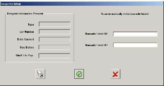 5 Select (OK) to save and exit the Reagent Setup window. 6 Select in the Reagent Data Entry window to save the changes.