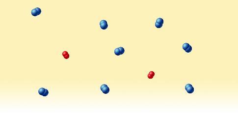 Section 14.1 (continued) Figure 14.2 This figure illustrates the amount of space in a gas under ordinary conditions. Ask, Estimate the amount of space occupied by the molecules in the figure.