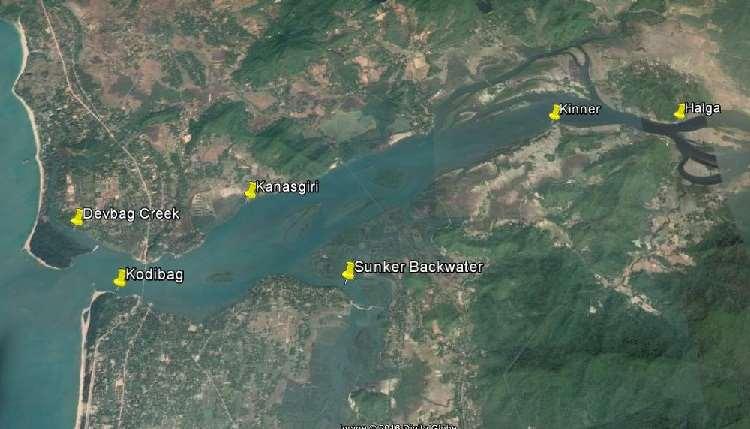 Fig 1: Map showing location of sampling stations along the river Kali. Results: The study was carried for the period of thirteen months from February 2016 to February 2017.