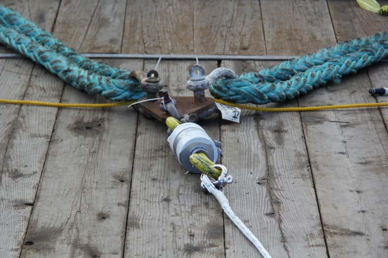 Rigging Setup The load cell is attached to an amidships rope bridle anchored to sturdy