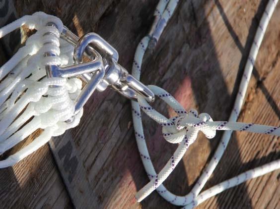 Test is stopped and the parachute sea anchor and rode are recovered. After close inspection it was confirmed the rode had broken at the bowline knot.