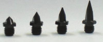 00 3/16 1/4 3/8 1/4 Made of Ceramic Alumium 1/3 the weight of steel spikes Compatible with regular spike wreches 3/16 (5mm) 2681-A Black 2681-B Blue 1/4 (7mm) 3/8 (9mm) 2683-A Black 2683-B Blue 1/4