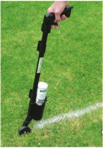 PAINTS 2 to 5 lie with specially formulated athletic pait. (wo t harm grass) Holds three 18 oz.