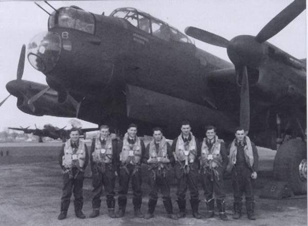 NF973 Aircrew (Pilot P/O Victor Gregory, center; Navigator F/O Fred Shaw, to Gregory s right) Fred Shaw recalled when his aircraft made their jettison he had time to look out of the Lancaster to see