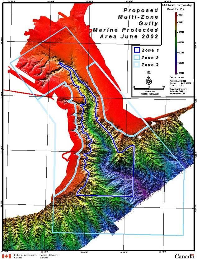 4.3.2 Gully Marine Protected Area Location 200 km SE of NS Physiography MPA covers 2,364 km 2 Largest canyon in the western North Atlantic; 65 km x 16 km (at mouth); 9 feeder canyons Depth: > 2500 m