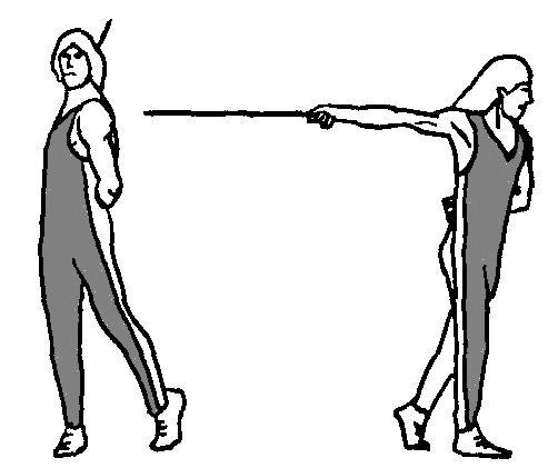opponet Stretch the hand out Attack on a circle path With