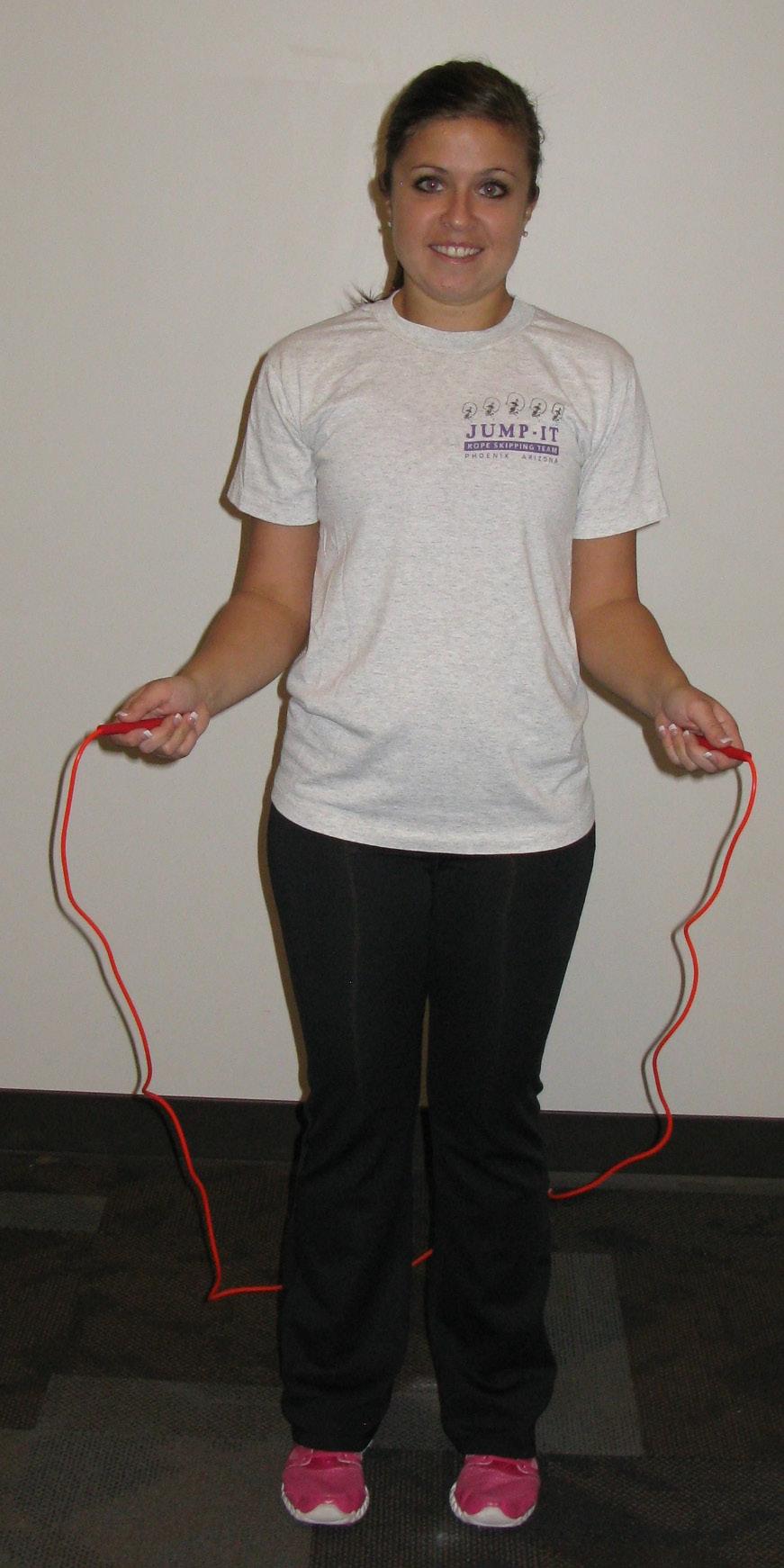 Figure 2. The ready position is marked by the feet being approximately shoulder-width apart and the hands holding the rope handles at roughly the height of the hips.