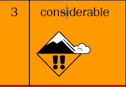 We do this every day before we go out. Danger/Risk level Snow stability Probability you can trigger an avalanche Very few unstable slabs. The snow pack is well bonded and stable in most places [1].