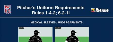 Pitcher s Uniforms Interpretation (Rule 1-4-2 & 6-2-1i) The NFHS Baseball Rules Committee have been asked to rule on the very popular vest type uniform jersey tops with a t-shirt underneath that is