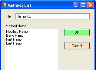 Storing a Ramp Program - Ramp programs can be stored for later recall. To save a program, select Store Program from the Programs menu. You will be prompted to enter a name for the ramp method.