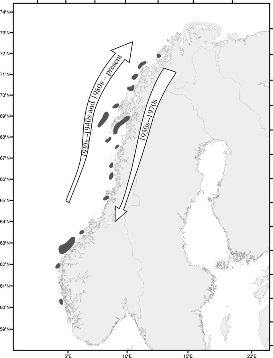 Variations in spawning time and place Northeast Arctic cod One way to adapt to climate variability/change is to shift spawning location and thereby maintain temperature exposure (Sundby and Nakken
