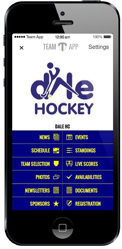 Smartphone App Dale Hockey Club Now has it s own App Download our awesome new app now and stay up to date with the latest information.