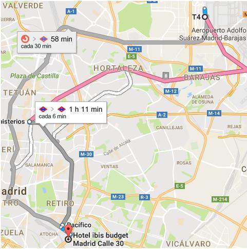 Figure 2 Walk from the railway station Méndez Álvaro to the Hotel Ibis Budget Underground (Metro) The railway and underground stations are located together at T4.