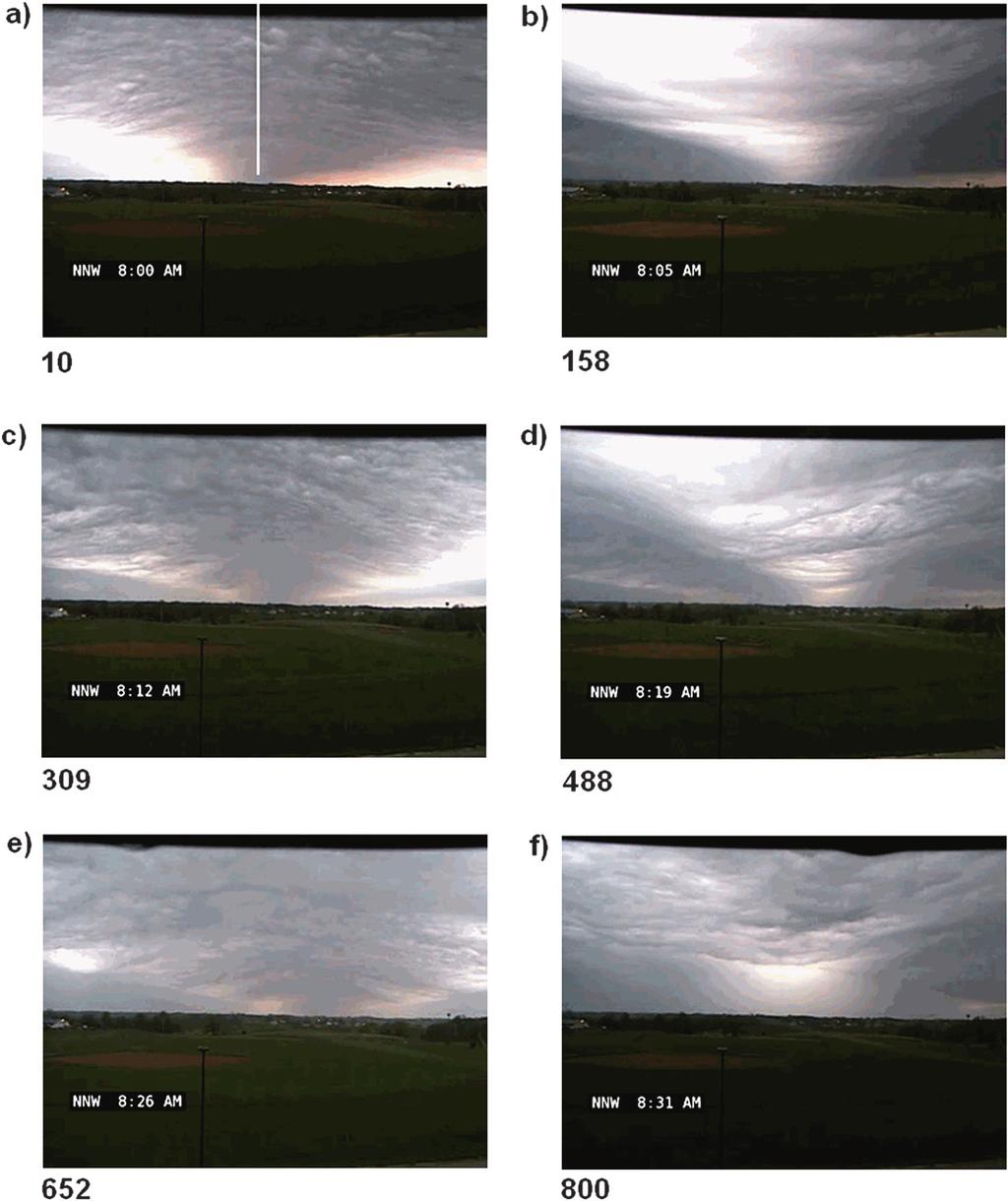 AUGUST 2010 C O L E M A N E T A L. 1359 FIG. 5. Still image frames (with frame numbers to bottom left of each) extracted from time-lapse video of bore and gravity waves from Tama Webcam.