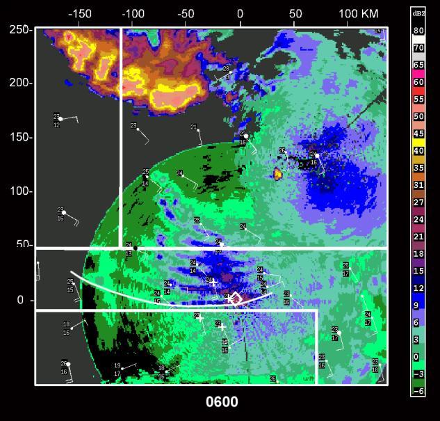 Displays: S-POL and DDC radar reflectivity + Surface Mesonet data A fine line in the radar reflectivity fields is indicative of either Bragg scattering associated with pronounced mixing or Rayleigh
