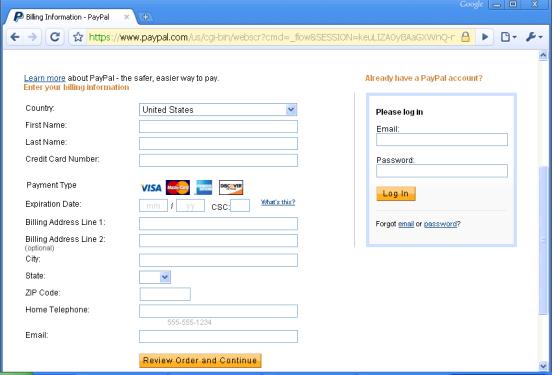 To proceed with the payment, log in with your PayPal account.