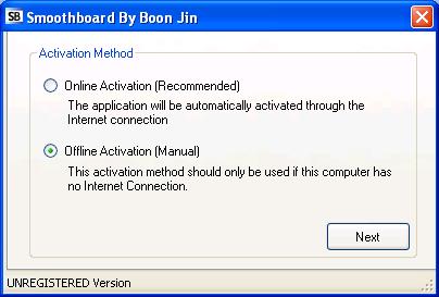 2 Offline Activation If Manual Activation is required, select Offline Activation and click on