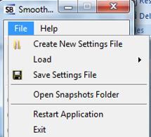 Poglavlje: Kompletan Vodič 3.7.5 Meni aplikacije 3.7.5.1 File Create New Settings File Create a new Smoothboard settings file that can be reused later.