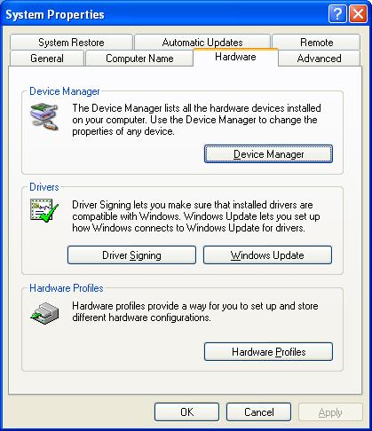 Izaberite Hardware karticu. Kliknite na Device Manager dugme.
