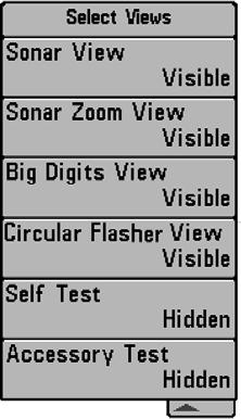 Select Views (Advanced) Select Views sets the available views to either hidden or visible in the view rotation.