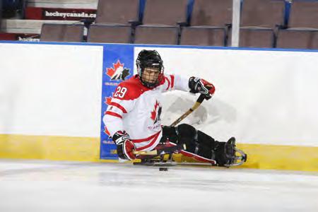 Skill: Forward Striding Slide puck under sled (A) Key Teaching Points: -When striding forward, between picks the player puts the blade down on the ice to push the puck