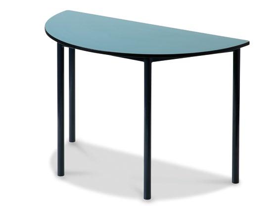 Eureka Half Round Table Simple, functional and adaptable shapes for classrooms. Easily adapts to form circles or oval shaped clusters by adding a rectangular table.