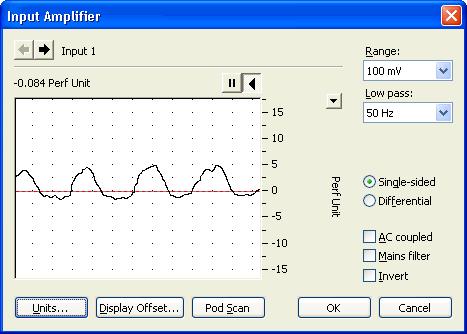 An example of what you should see is shown in Figure 2 2. This figure also shows a typical waveform from the LDF output. You can use a Low pass filter setting to remove any unwanted noise.